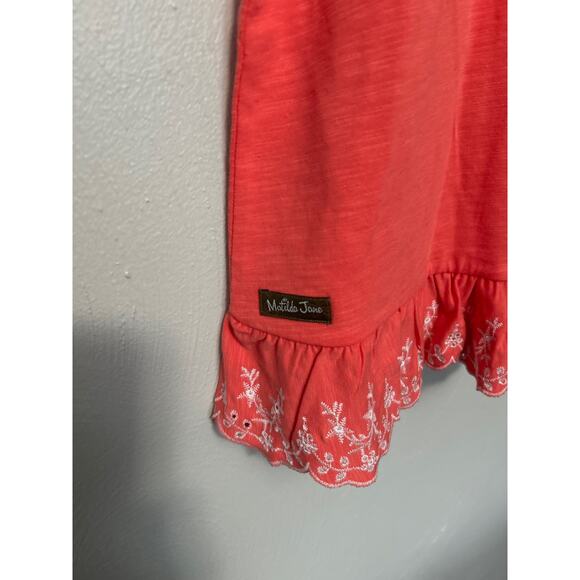 Matilda Jane Womens Coral Pink Eureka Springs Embroidered Ruffle Top Small NWT - Picture 7 of 9